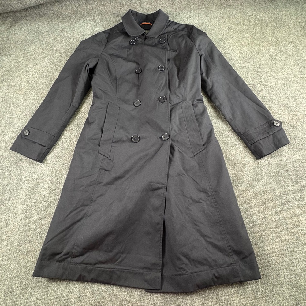 Stan Herman JetBlue Trench Coat Womens XS‎ Navy Double Breasted Removable Liner